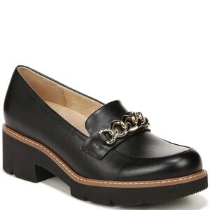 Naturalizer desi black leather platform loafer shoes new in box 9 W